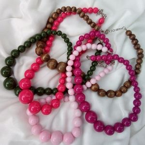 Vintage Colorful Faux Pearl Beaded Necklace Bundle (5)